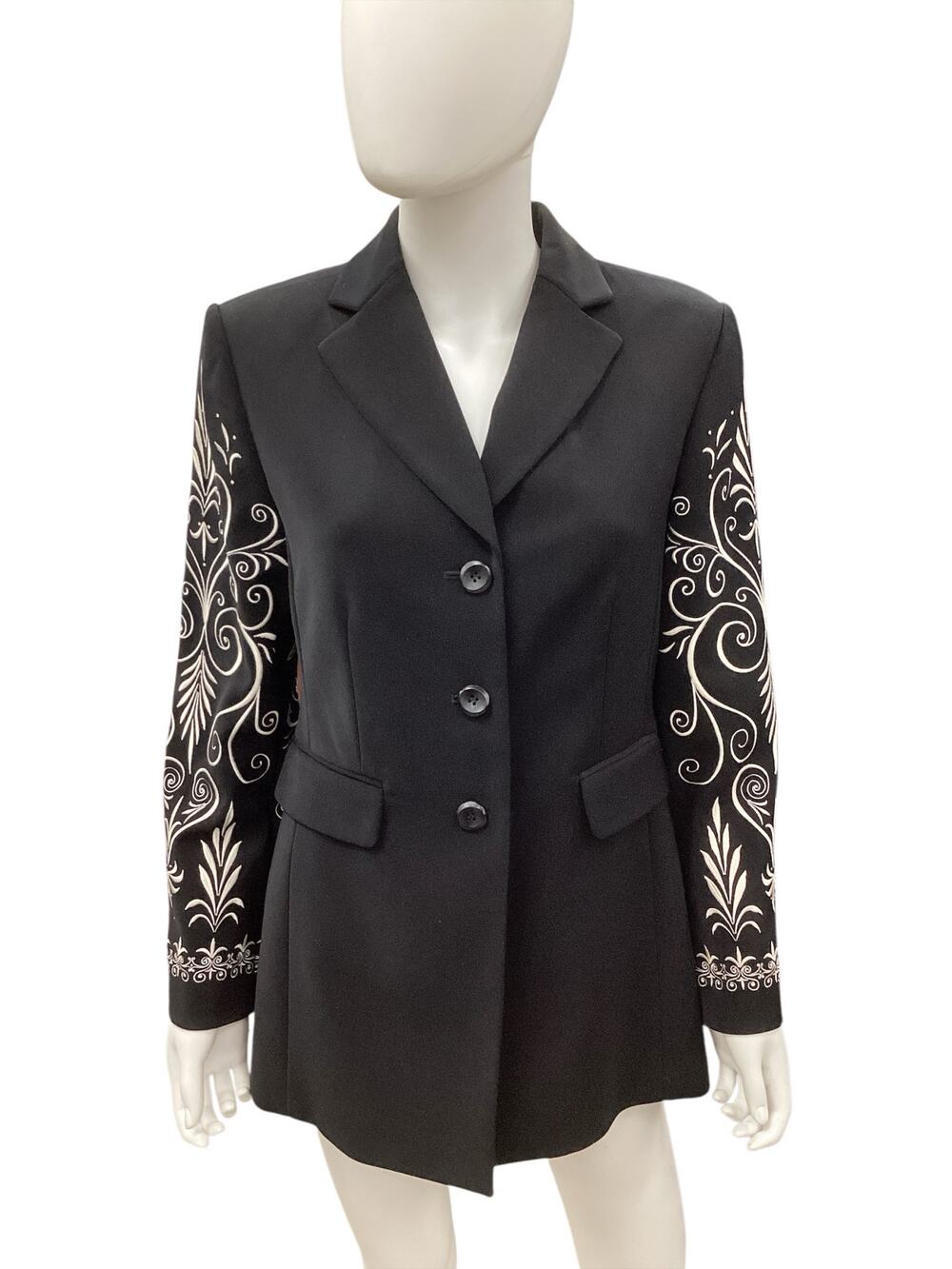 Never Used/No Tags TA Travis Ayers Blazer Women’s SZ S Embroidered Sleeves Black